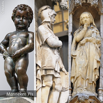 Mannenken Pis e pequenas figuras góticas