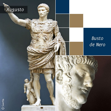 estátua de Augusto e busto de Nero