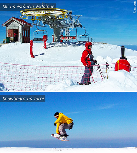 Ski e snowboard na neve da Serra da Estrela.