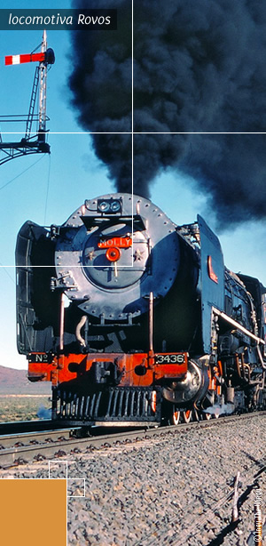 locomotiva a vapor que atravessa a África do Sul