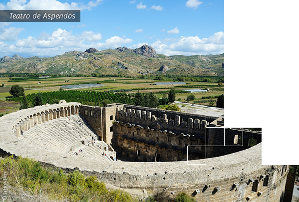 ruínas de teatro romano em Aspendos